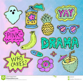 teen-stickers-set-trendy-fashion-patches-cute-design-elements-slang-phrases-s-s-cartoon-st