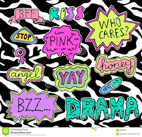 teen-stickers-set-trendy-fashion-patches-slang-phrases-s-s-cartoon-style-vector-98398025.j